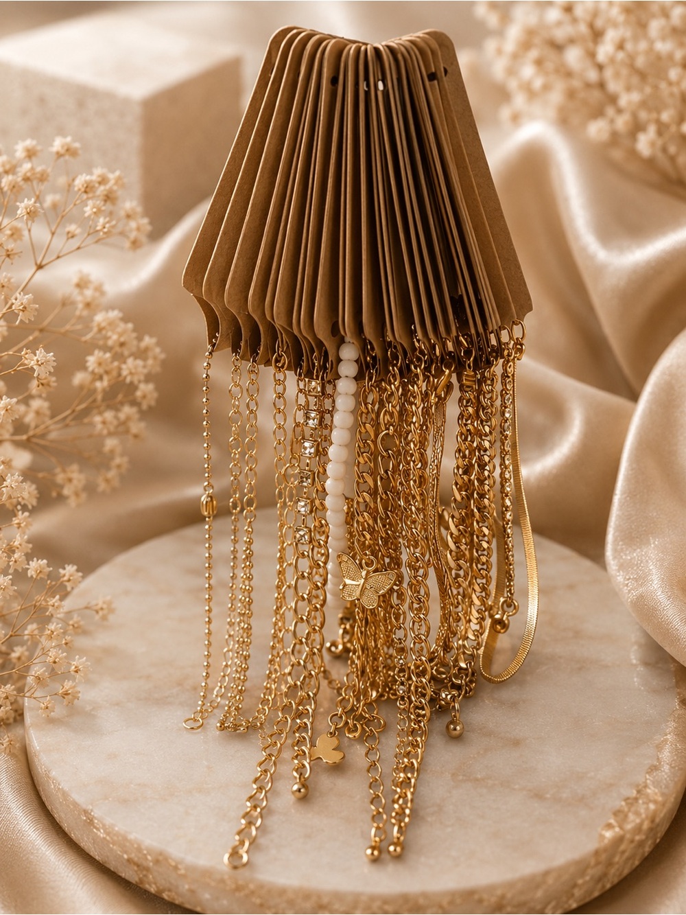 Lot of 17 anklets Gold Tone